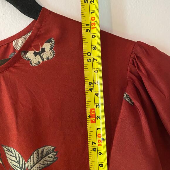 NWOT Biyan Red Rose Print 100% Silk Maxi Dress Romantic Flowy Women's size Small - Picture 11 of 15